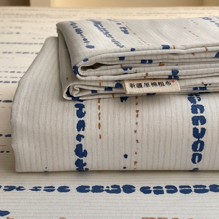雅居纺家纺 2025春夏新款全棉纯棉简约老粗布-单床单 床单单件凉席席 青春-蓝