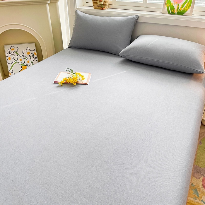 91家纺网 家纺一手货源 找家纺 晓时候2025新款老粗布床笠凉席 高级灰