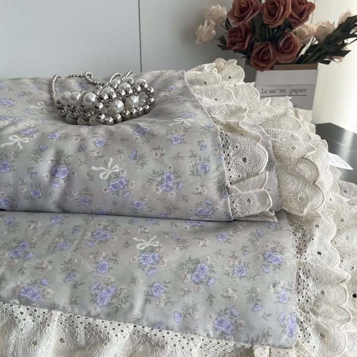 91家纺网 家纺一手货源 找家纺 莱豫2025新款法式纯棉夏被春秋被 花束灰