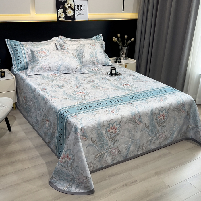 91家纺网 家纺一手货源 找家纺 许林 2025新款冰丝凉席床单款凉席三件套-洛丽塔