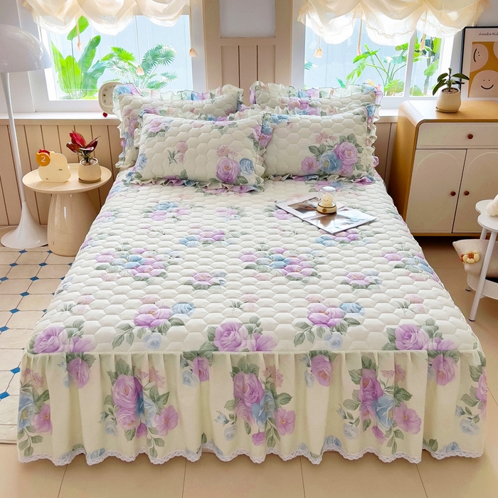 91家纺网 家纺一手货源 找家纺 （总）2025新款全棉夹棉床裙全棉床裙