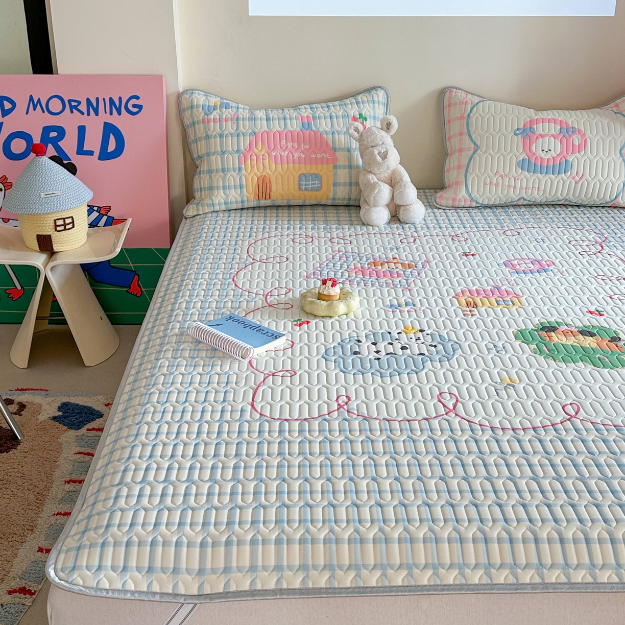 91家纺网 家纺一手货源 找家纺 美乐迪家纺2025新款凉感丝乳胶凉席夏被夏凉被空调被 玩趣