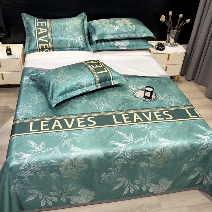 91家纺网 家纺一手货源 找家纺 许林 2025新款冰丝凉席床单款凉席三件套-森林幻境