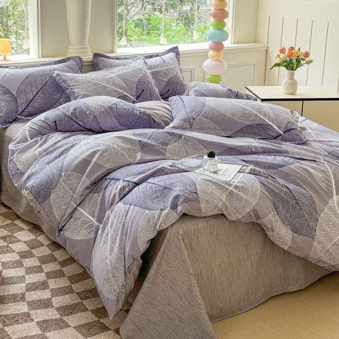 91家纺网 家纺一手货源 找家纺 佑佳家纺 2025年新款铂金棉芦荟棉学生三件套四件套 单被套 单枕套「支持定做各种尺寸」 芜叶