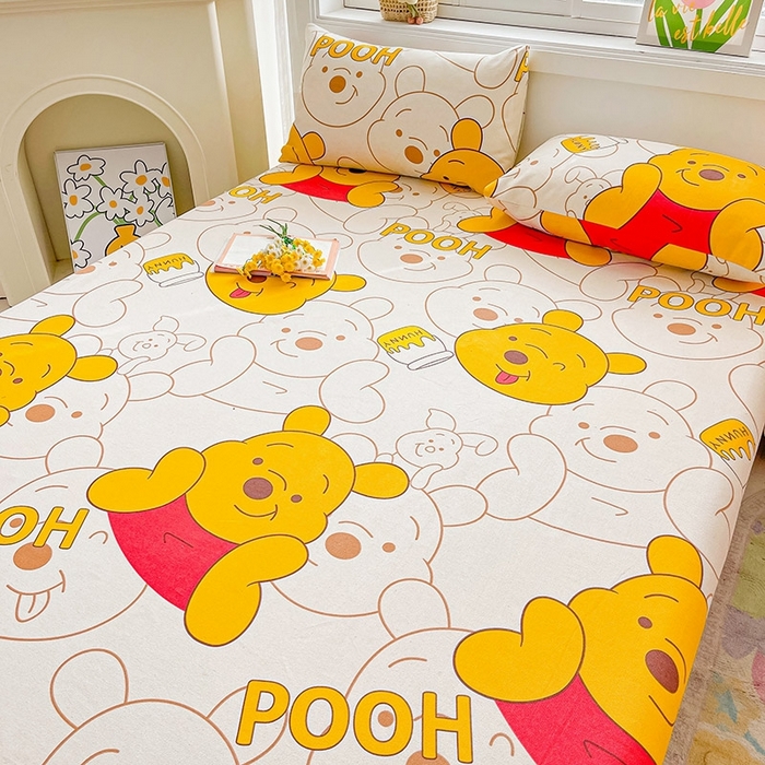 91家纺网 家纺一手货源 找家纺 晓时候2025新款老粗布床笠凉席 维尼熊