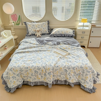 默忆 2025新款亲肤舒适针织棉夏被四件套夏凉被空调被 晚风