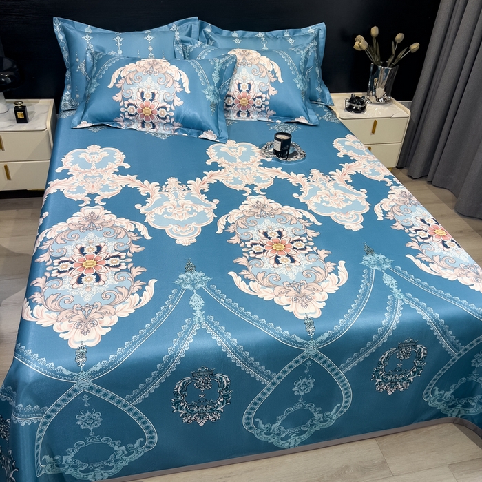 91家纺网 家纺一手货源 找家纺 许林 2025新款冰丝凉席床单款凉席三件套-卡米拉