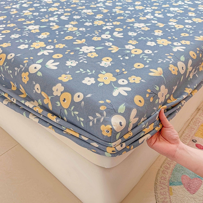 91家纺网 家纺一手货源 找家纺 晓时候2025新款老粗布床笠凉席 郁然花开