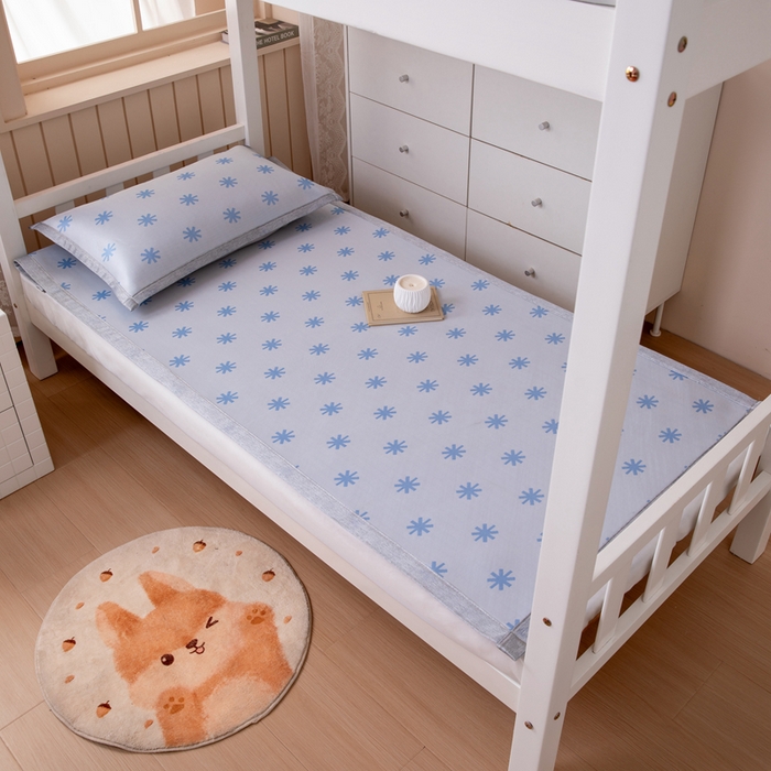 91家纺网 家纺一手货源 找家纺 凌云 2025新款学生宿舍提花凉感冰丝席 雪漾-蓝