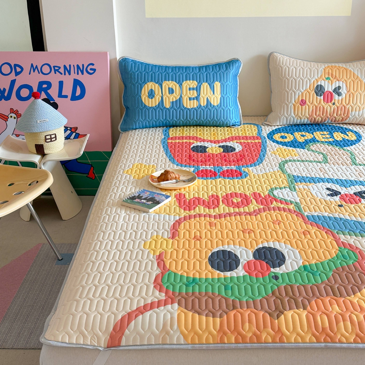 91家纺网 家纺一手货源 找家纺 美乐迪家纺2025新款凉感丝乳胶凉席夏被夏凉被空调被 汉堡