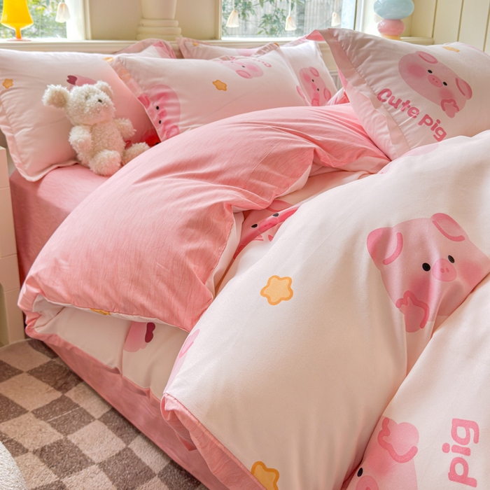 91家纺网 家纺一手货源 找家纺 佑佳家纺 2025年新款铂金棉芦荟棉学生三件套四件套 单被套 单枕套「支持定做各种尺寸」 猪猪侠
