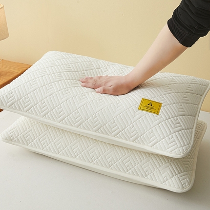 居眠2025新款夹棉防水枕套 拼格-奶白