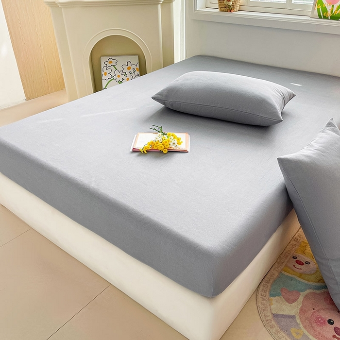 91家纺网 家纺一手货源 找家纺 晓时候2025新款老粗布床笠凉席 高级灰