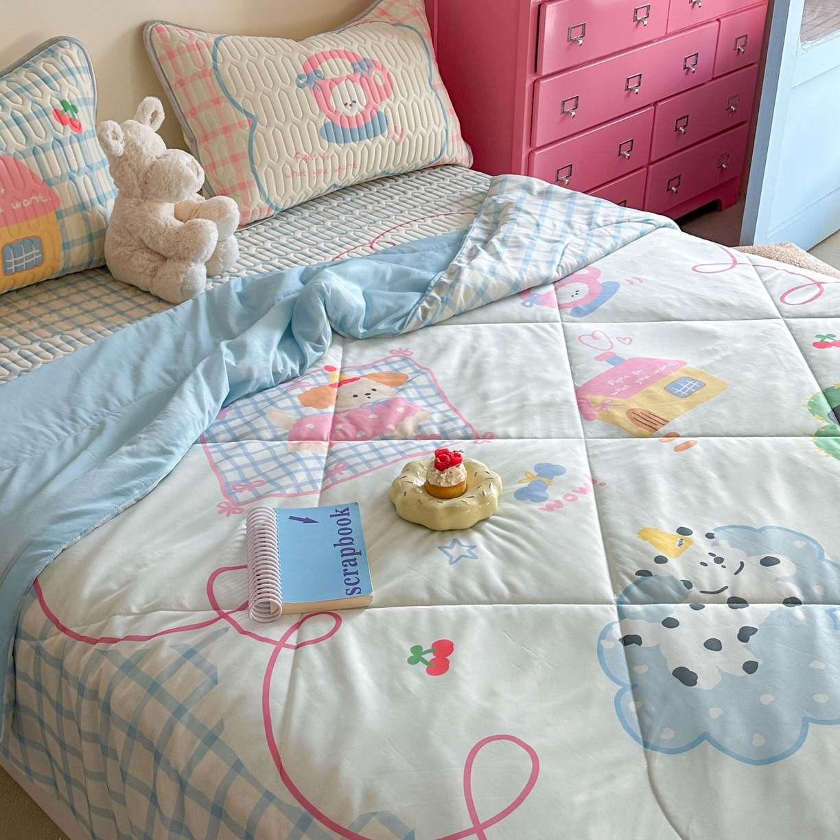 91家纺网 家纺一手货源 找家纺 美乐迪家纺2025新款凉感丝乳胶凉席夏被夏凉被空调被 玩趣