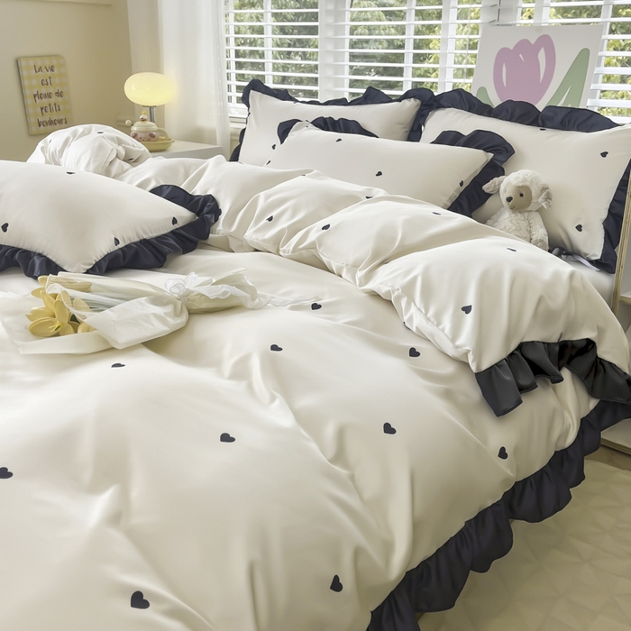 91家纺网 家纺一手货源 找家纺 （总）老K (原美阁） 2025新款夏季赫本风水洗真丝四件套 花边韩版公主风冰丝四件套