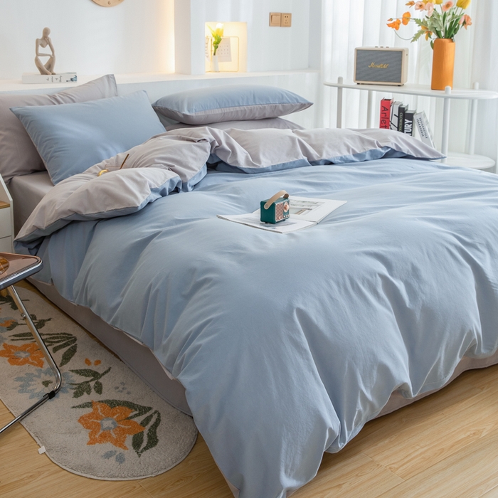 91家纺网 家纺一手货源 找家纺 （总）2025新款全棉双拼水洗棉四件套