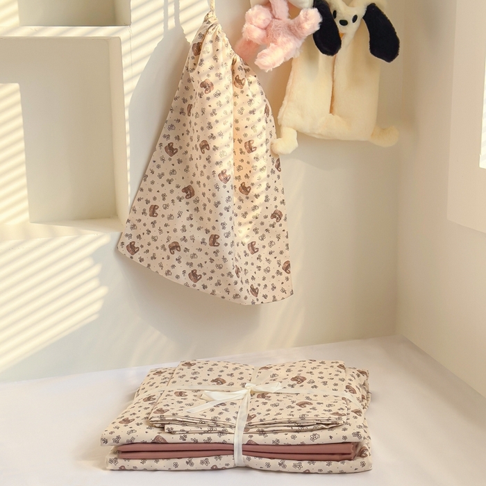 91家纺网 家纺一手货源 找家纺 花西夫人2025新款13372纯棉印花全棉四件套床单床笠款美拉德小篮子