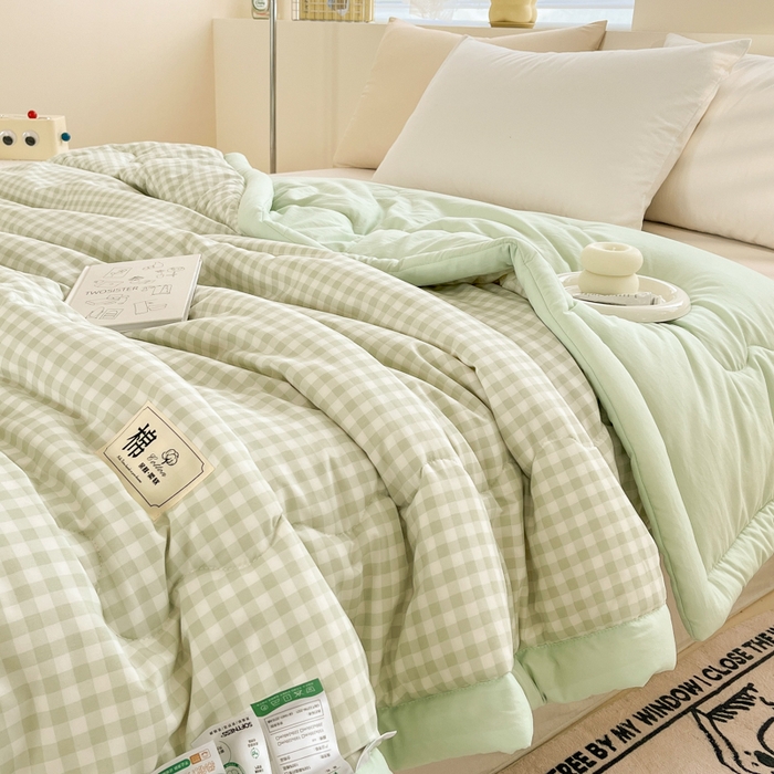 91家纺网 家纺一手货源 找家纺 爱宝被业 2025新款A类无印风针织棉新疆棉花夏被 远山