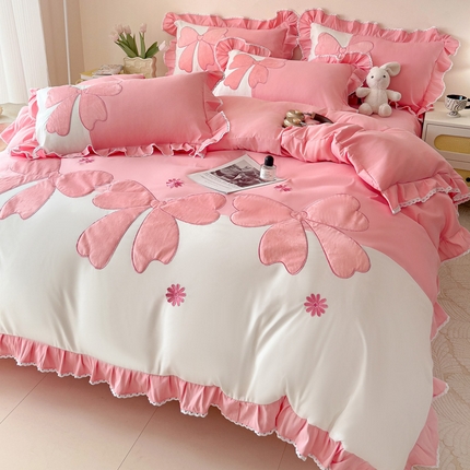 91家纺网 家纺一手货源 找家纺 （总）意尚风情 2025新款高定贴布绣水洗磨毛绣花四件套