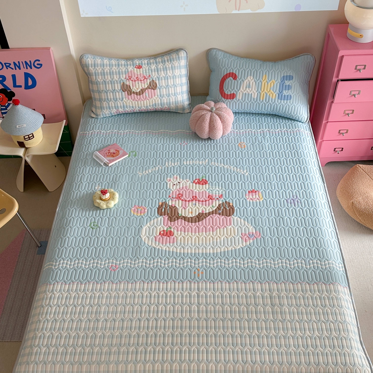 91家纺网 家纺一手货源 找家纺 美乐迪家纺2025新款凉感丝乳胶凉席夏被夏凉被空调被 甜蜜蛋糕