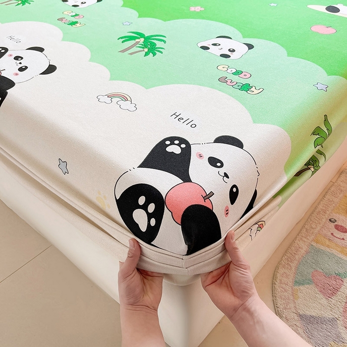 91家纺网 家纺一手货源 找家纺 晓时候2025新款老粗布床笠凉席 熊猫假日