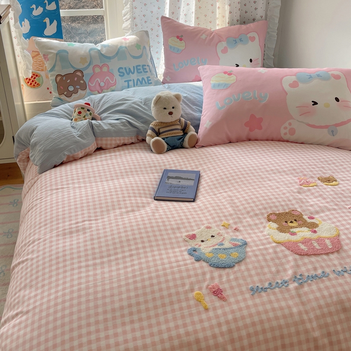 91家纺网 家纺一手货源 找家纺 慕澄家纺 2025新款毛巾绣小清新四件套 甜品会