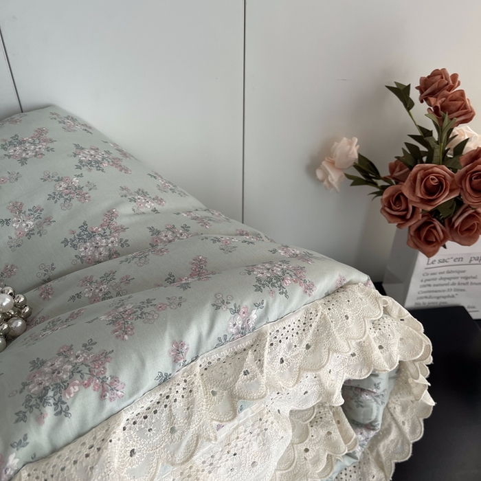 91家纺网 家纺一手货源 找家纺 莱豫2025新款法式纯棉夏被春秋被 花海绿