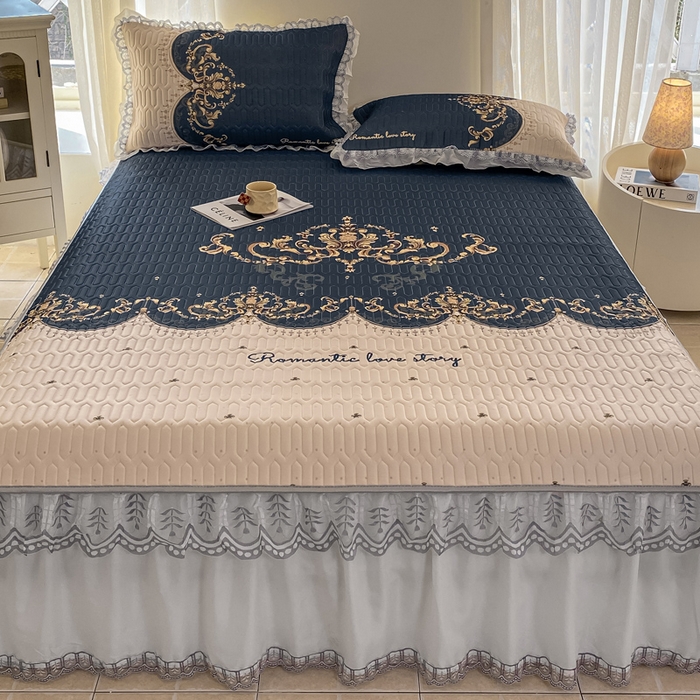 91家纺网 家纺一手货源 找家纺 麋兔 2025新款冰丝床裙乳胶凉席席子 帝凡尼