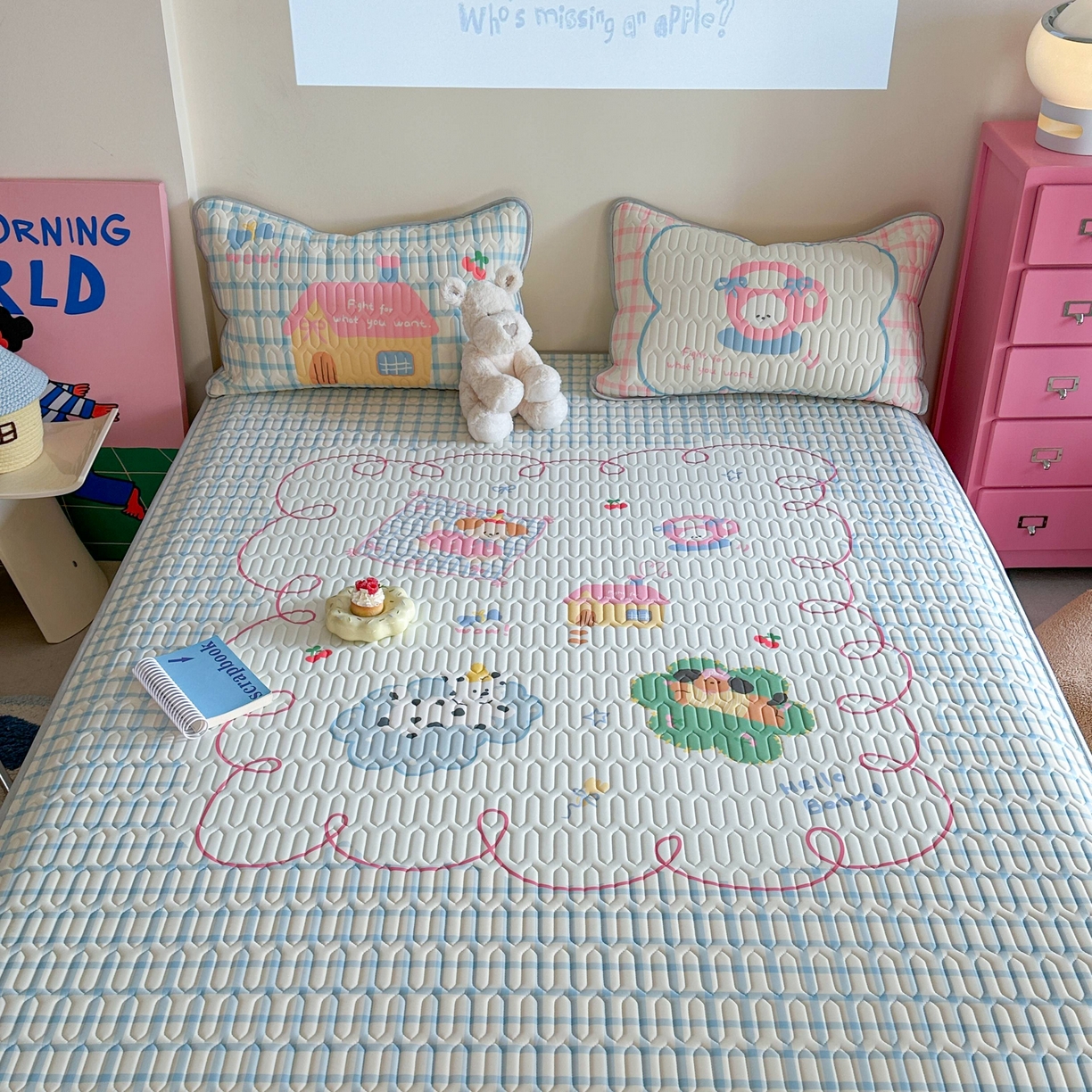 91家纺网 家纺一手货源 找家纺 美乐迪家纺2025新款凉感丝乳胶凉席夏被夏凉被空调被 玩趣