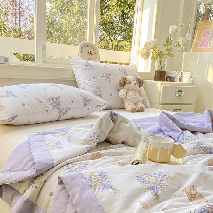 91家纺网 家纺一手货源 找家纺 沃尔居 2025新款双面全棉印花夏被可机洗小清新纯棉夏凉被薄被芯空调被子 罗曼蒂克