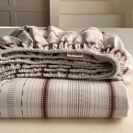 雅居纺家纺 2025春夏新款全棉纯棉简约老粗布-单床笠 床笠单件凉席席 自由-咖