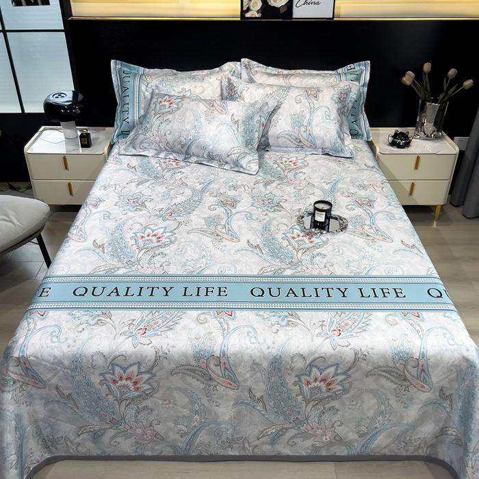 91家纺网 家纺一手货源 找家纺 许林家纺  2025新款冰丝凉席床单款凉席三件套 洛丽塔