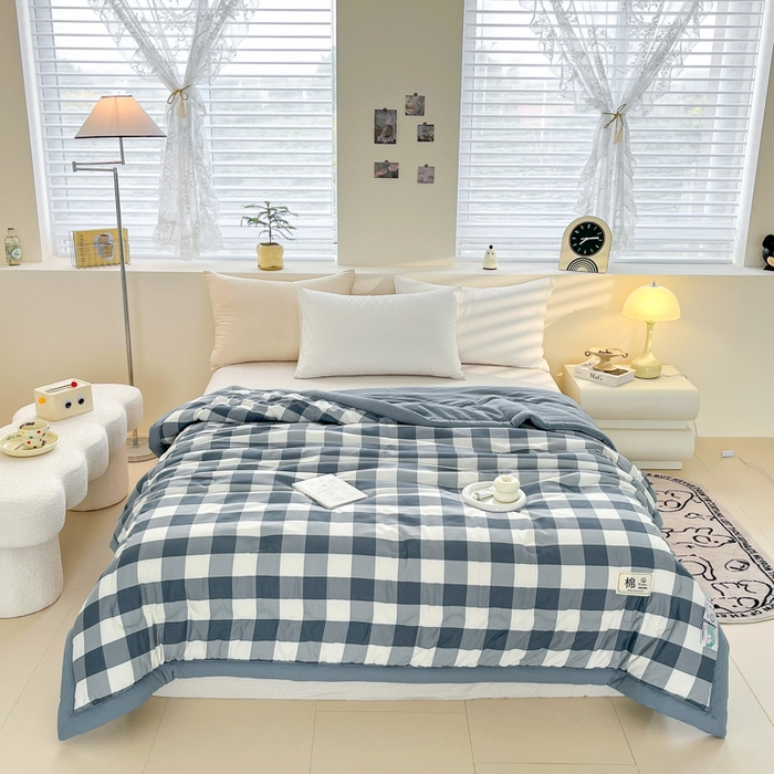 91家纺网 家纺一手货源 找家纺 爱宝被业 2025新款A类无印风针织棉新疆棉花夏被 云舒