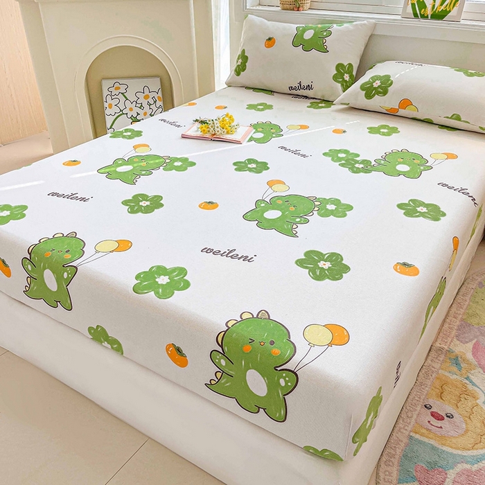 91家纺网 家纺一手货源 找家纺 晓时候2025新款老粗布床笠凉席 恐龙乐园