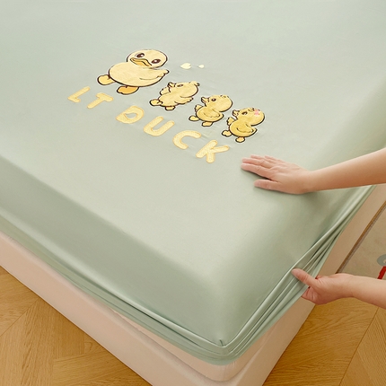 91家纺网 家纺一手货源 找家纺 （总）梦舒羽 2025新款针织棉双层纱床笠-小黄鸭