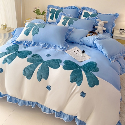 91家纺网 家纺一手货源 找家纺 （总）意尚风情 2025新款高定贴布绣水洗磨毛绣花四件套