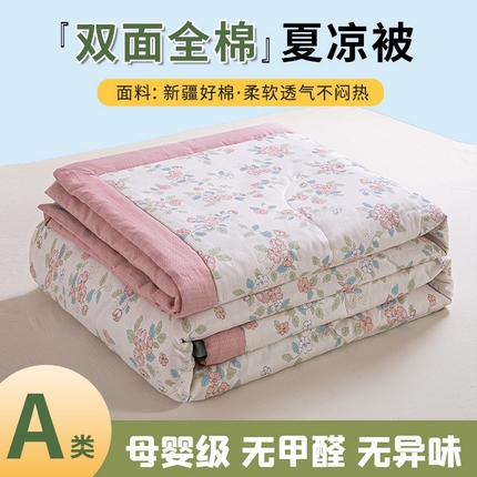 91家纺网 家纺一手货源 找家纺 沃尔居 2025新款双面全棉印花夏被可机洗小清新纯棉夏凉被薄被芯空调被子 雨汐