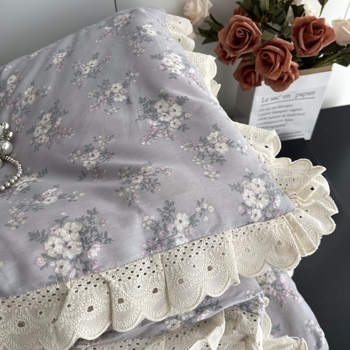 91家纺网 家纺一手货源 找家纺 莱豫2025新款法式纯棉夏被春秋被 花海紫