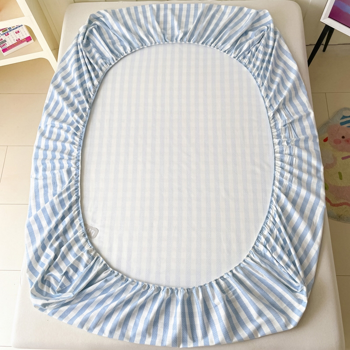 91家纺网 家纺一手货源 找家纺 雅居纺家纺 2025春夏新款全棉纯棉绣花A类老粗布单床笠床笠单件 篮球小狗