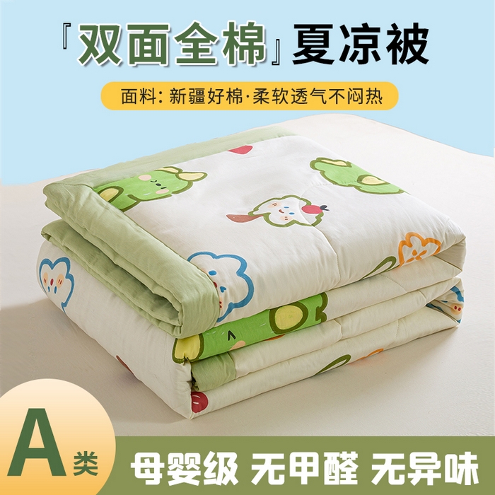 91家纺网 家纺一手货源 找家纺 沃尔居 2025新款双面全棉印花夏被可机洗小清新纯棉夏凉被薄被芯空调被子 恐龙日记