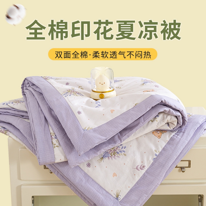 91家纺网 家纺一手货源 找家纺 沃尔居 2025新款双面全棉印花夏被可机洗小清新纯棉夏凉被薄被芯空调被子 罗曼蒂克