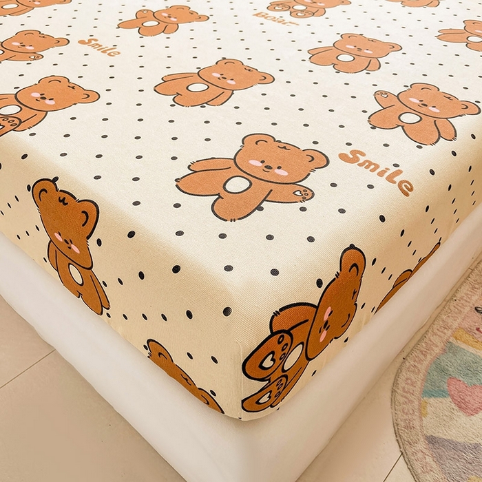 91家纺网 家纺一手货源 找家纺 晓时候2025新款老粗布床笠凉席 饼干熊