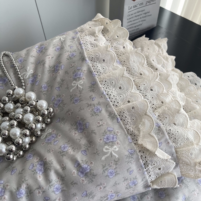 91家纺网 家纺一手货源 找家纺 莱豫2025新款法式纯棉夏被春秋被 花束灰