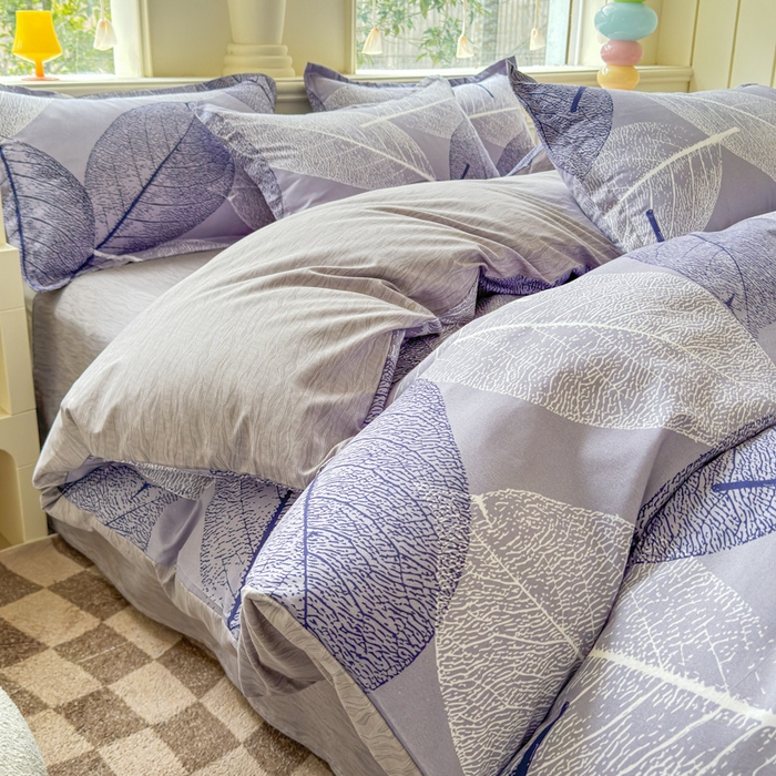 91家纺网 家纺一手货源 找家纺 佑佳家纺 2025年新款铂金棉芦荟棉学生三件套四件套 单被套 单枕套「支持定做各种尺寸」 芜叶