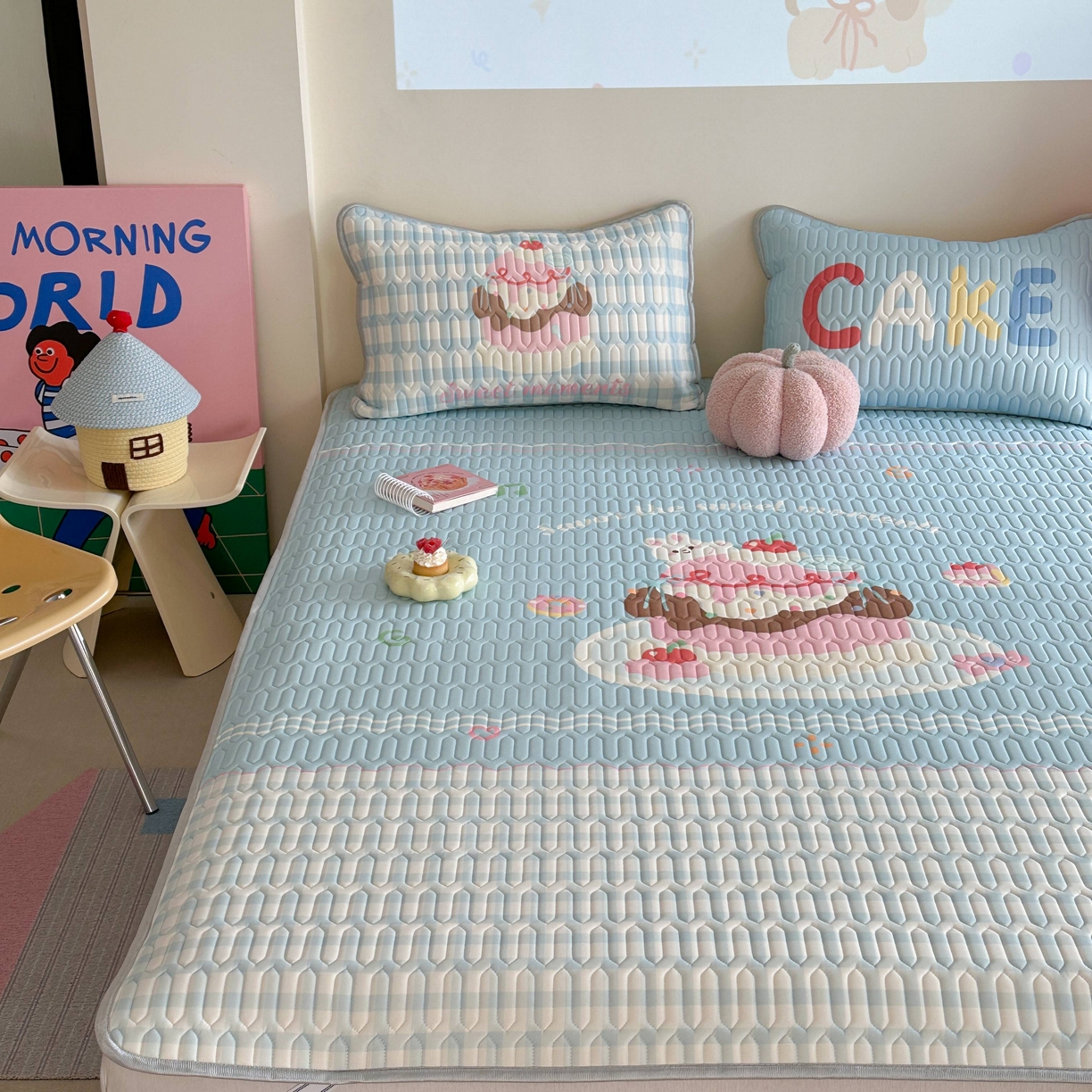 91家纺网 家纺一手货源 找家纺 美乐迪家纺2025新款凉感丝乳胶凉席夏被夏凉被空调被 甜蜜蛋糕