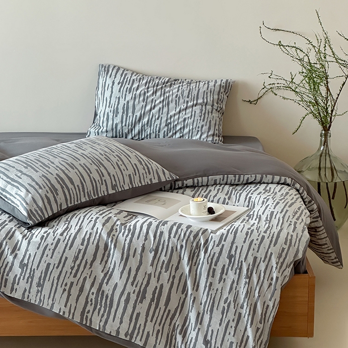 91家纺网 家纺一手货源 找家纺 梦享生活家居 2025新款色织三层提花人字纹面料四件套-斑驳系列 斑驳灰