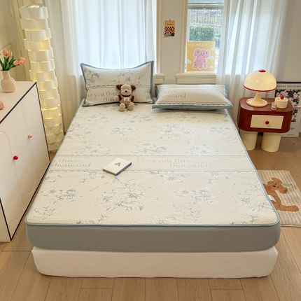 雅居纺家纺 2025春夏新款A类加厚三明治底提花凉感席床笠款 悠闲花园