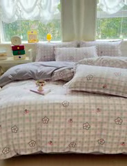 91家纺网 家纺一手货源 找家纺 佑佳家纺 2025年新款铂金棉芦荟棉学生三件套四件套 单被套 单枕套「支持定做各种尺寸」 花骨朵