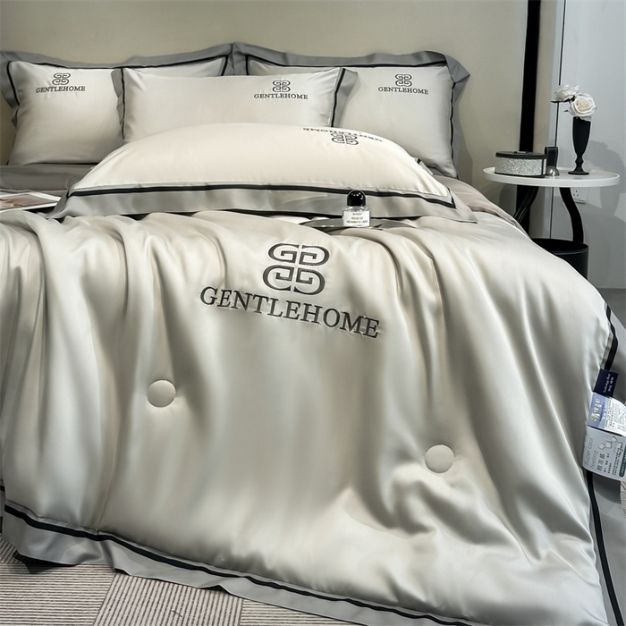 91家纺网 家纺一手货源 找家纺 笙意家纺2025新款水洗真丝夏被 威廉-山灰+中灰