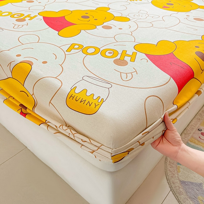 91家纺网 家纺一手货源 找家纺 晓时候2025新款老粗布床笠凉席 维尼熊